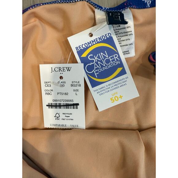 J.Crew Floral Ruffle Girly UPF 50+ V-neck One Piece Stretch Swimsuit Large - Picture 3 of 4